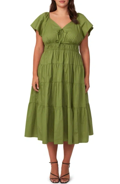 Estelle Ana Cotton Midi Dress In Green