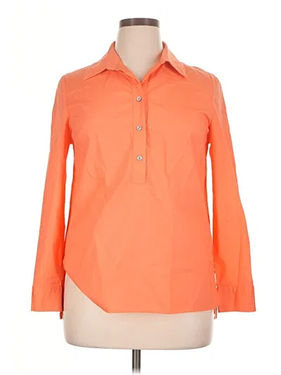 Pre-owned Estelle And Finn 3/4 Sleeve Button Down Shirt In Orange