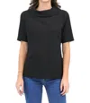 Estelle And Finn Collar Tunic Top In Black In Black