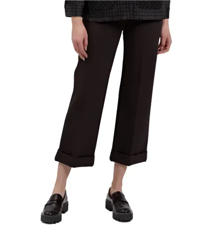 Estelle And Finn Crop Wide Leg Cuffed Pants In Black