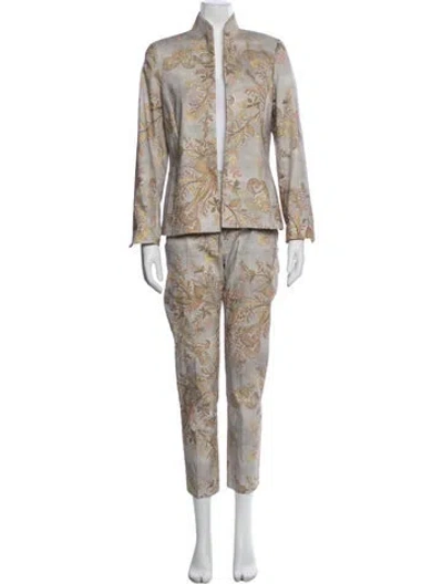Pre-owned Estelle And Finn Floral Print Pant Set In Neutral