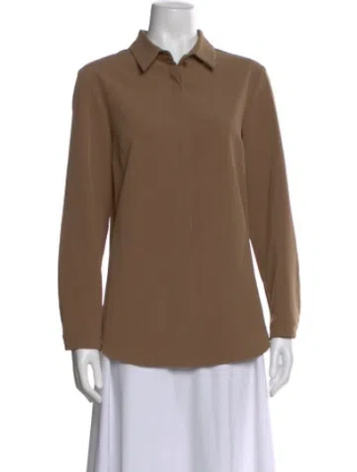 Pre-owned Estelle And Finn Long Sleeve Button-up Top In Brown