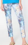 Estelle And Finn Monet Front Zip Ankle Pant In Blue Multi In Blue