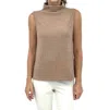 Estelle And Finn Sleeveless T-neck Cable Knit Top In Taupe In Grey