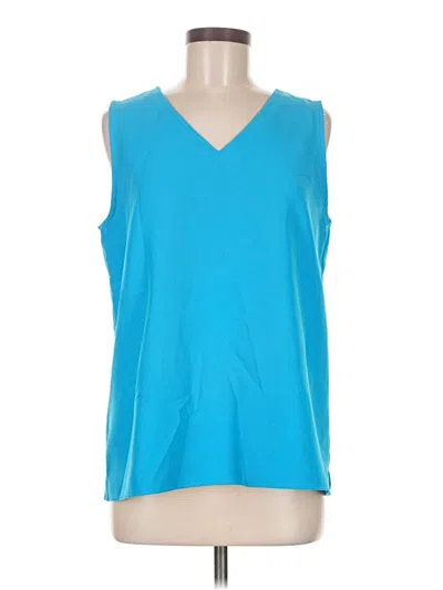 Pre-owned Estelle And Finn Sleeveless Top Teal V Neck Tops In Blue