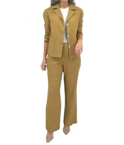 Estelle And Finn Stretch Linen Pull On Wide Leg Pants In Caramel In Green