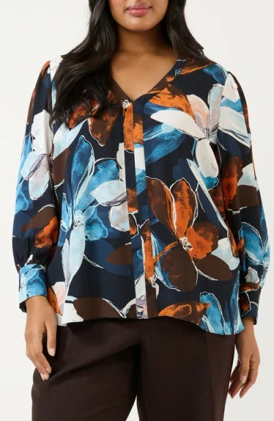 Estelle Annette Floral Popover Top In Multi