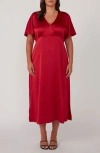 Estelle Artemis Flutter Sleeve Midi Dress In Crimson