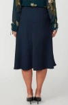 Estelle Azura Satin Skirt In Midnight Navy