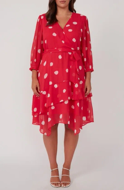 Estelle Begin Again Polka Dot Long Sleeve Dress In Rose/ Milk