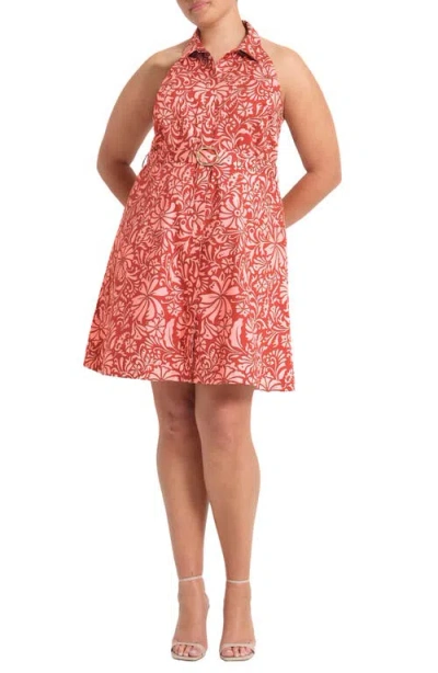 Estelle Bellavie Belted Shirtdress In Orange