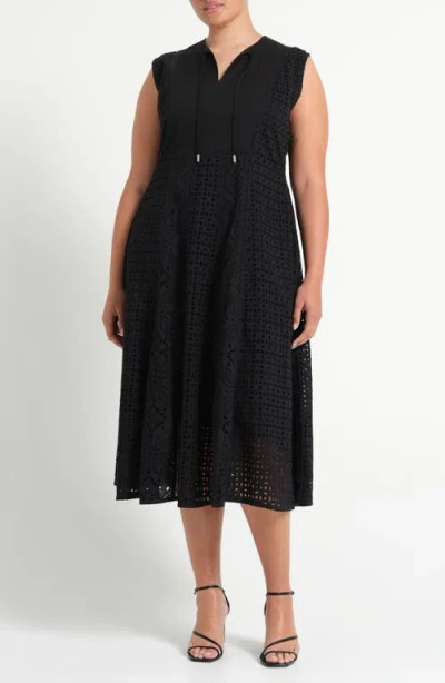 Estelle Blair Eyelet Sleeveless Maxi Dress In Black