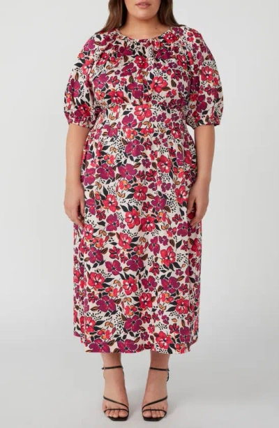Estelle Buckingham Garden Cotton Sateen Midi Dress In Print