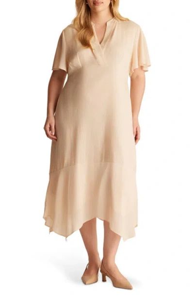 Estelle Claudia Linen Blend A-line Dress In Brown