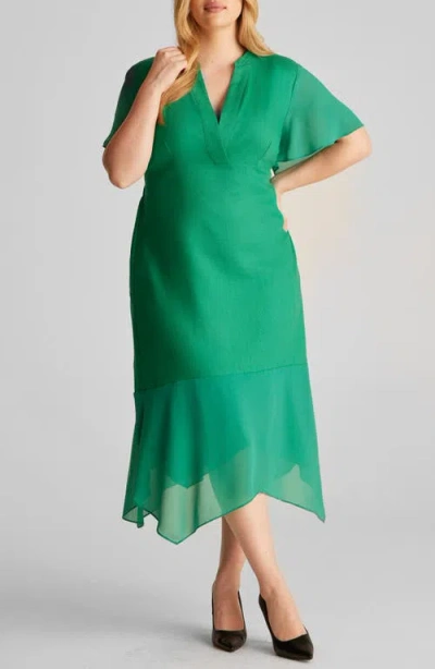 Estelle Claudia Linen Blend A-line Dress In Green