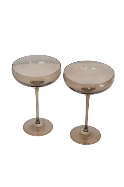 Estelle Colored Glass Champagne Coupe Set In Brown