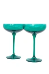 Estelle Colored Glass Champagne Coupe Set In Green