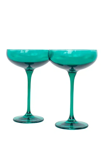 Estelle Colored Glass Champagne Coupe Set In Green