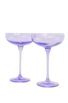 Estelle Colored Glass Champagne Coupe Set In Purple