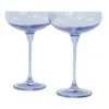 Estelle Colored Glass Champagne Coupes, Set Of 2 In Blue