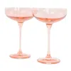 Estelle Colored Glass Champagne Coupe 2-piece Stem Glass Set In Blush Pink
