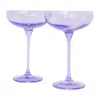 Estelle Colored Glass Champagne Coupe 2-piece Stem Glass Set In Lavender
