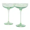 Estelle Colored Glass Champagne Coupe 2-piece Stem Glass Set In Mint Green