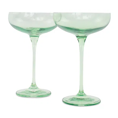 Estelle Colored Glass Champagne Coupe 2-piece Stem Glass Set In Mint Green