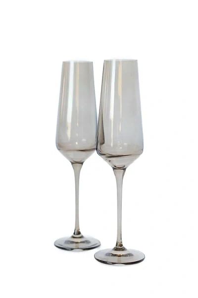 Estelle Colored Glass Champagne Flute Set In Gray