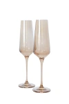 Estelle Colored Glass Champagne Flute Set In Brown