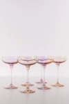 ESTELLE COLORED GLASS IRIDESCENT CHAMPAGNE COUPE SET