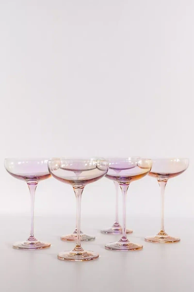 Estelle Colored Glass Iridescent Champagne Coupe Set In Multi