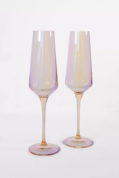 Estelle Colored Glass Iridescent Champagne Flute Set In Multi