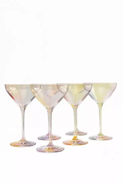 Estelle Colored Glass Iridescent Martini Set In Multi
