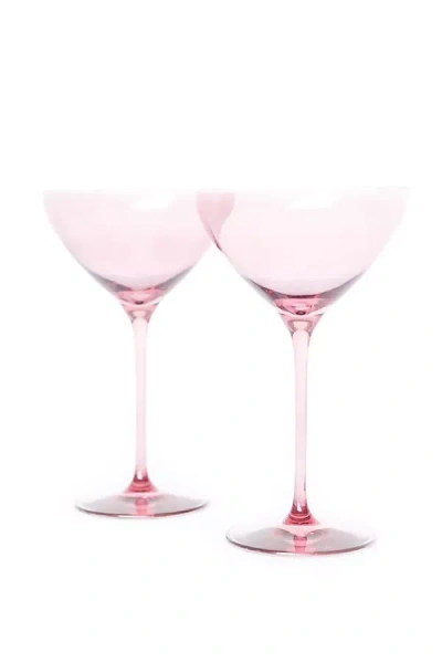 Estelle Colored Glass Martini Set In Pink