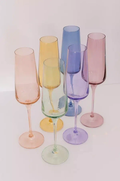 Estelle Colored Glass Mixed Champagne Flute Set In Multi