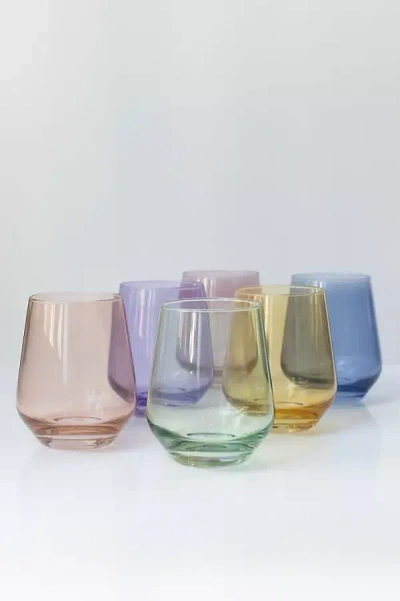 Estelle Colored Glass Pastel Stemless Set In Multi
