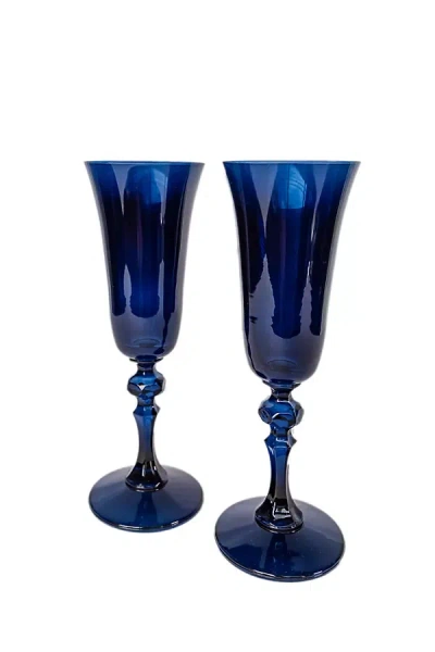 Estelle Colored Glass Regal Flute Set In Blue