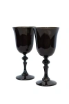 Estelle Colored Glass Regal Goblet Set In Black