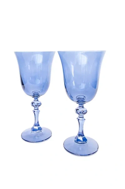 Estelle Colored Glass Regal Goblet Set In Blue
