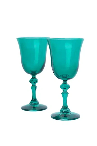 Estelle Colored Glass Regal Goblet Set In Green