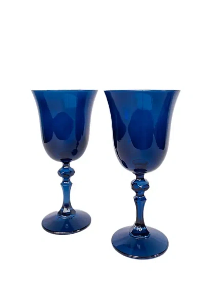 Estelle Colored Glass Regal Goblet Set In Blue