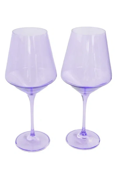 Estelle Colored Glass Set Of 2 Stem Wine Glasses In Lavender