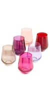 Estelle Colored Glass Stemless Set Of 6 In Fsa/amth/crl Pch/pnk/rd/lav/am