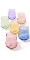 Estelle Colored Glass Stemless Set Of 6 In Pastel Mix