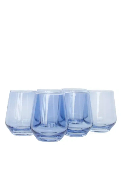 Estelle Colored Glass Stemless Wine Glass Set In Blue