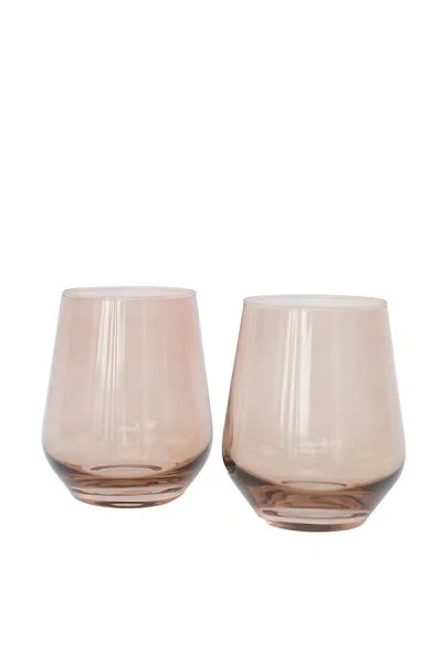 Estelle Colored Glass Stemless Wine Glass Set In Pink