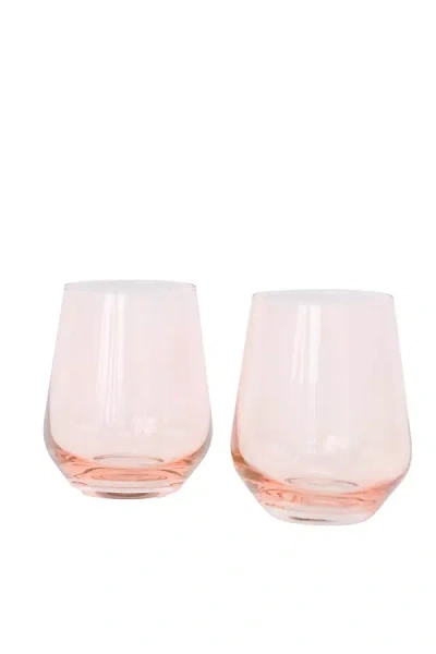 Estelle Colored Glass Stemless Wine Glass Set In Pink