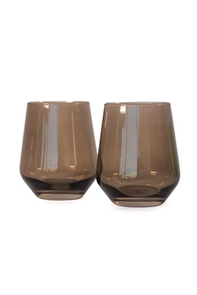 Estelle Colored Glass Stemless Wine Glass Set In Brown