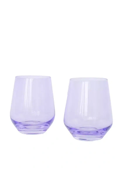 Estelle Colored Glass Stemless Wine Glass Set In Purple